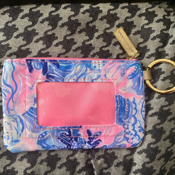 The Lilly Pulitzer ID Coin Purse in Pink Blue w/a Coral Sea pattern 5"x3"NWOT - Picture 2 of 5